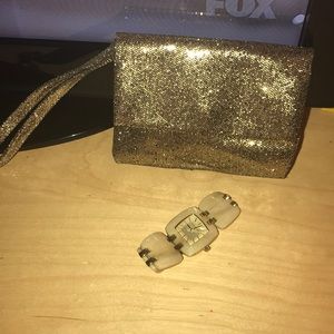 Gold sequin wristlet